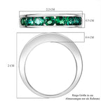 Lab Grown Emerald Channel Set Ring in Platinum Overlay Sterling Silver 1.14 Ct.