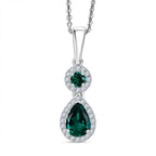 Lab Grown Emerald & White Zircon Pendant with Chain (Size 20) in Rhodium Overlay Sterling Silver 1.27 Ct.