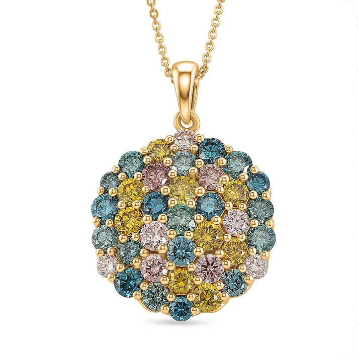 LUXURIANT 3.5 Ct. Lab Grown Multi Diamond Pendant with Chain (Size 20) in 18K Vermeil Yellow Gold Plated Sterling Silver (SI-G-H) 4467750 1