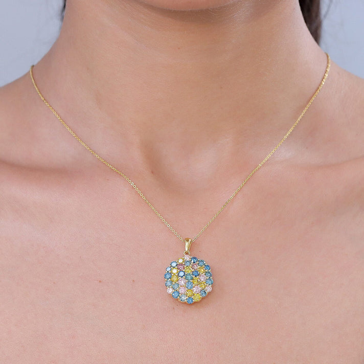 LUXURIANT 3.5 Ct. Lab Grown Multi Diamond Pendant with Chain (Size 20) in 18K Vermeil Yellow Gold Plated Sterling Silver (SI-G-H) 4467750 2