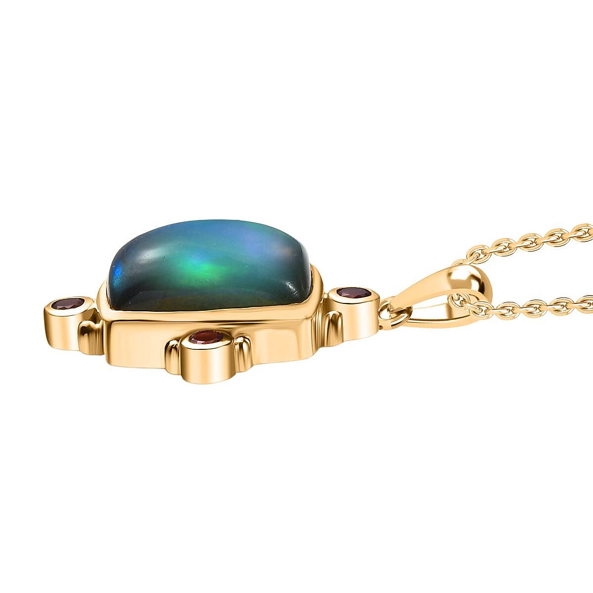 Labradorite &amp; African Amethyst Pendant with Chain (Size 20) in Yellow Gold Plated 11.75 Ct. 4416445 3