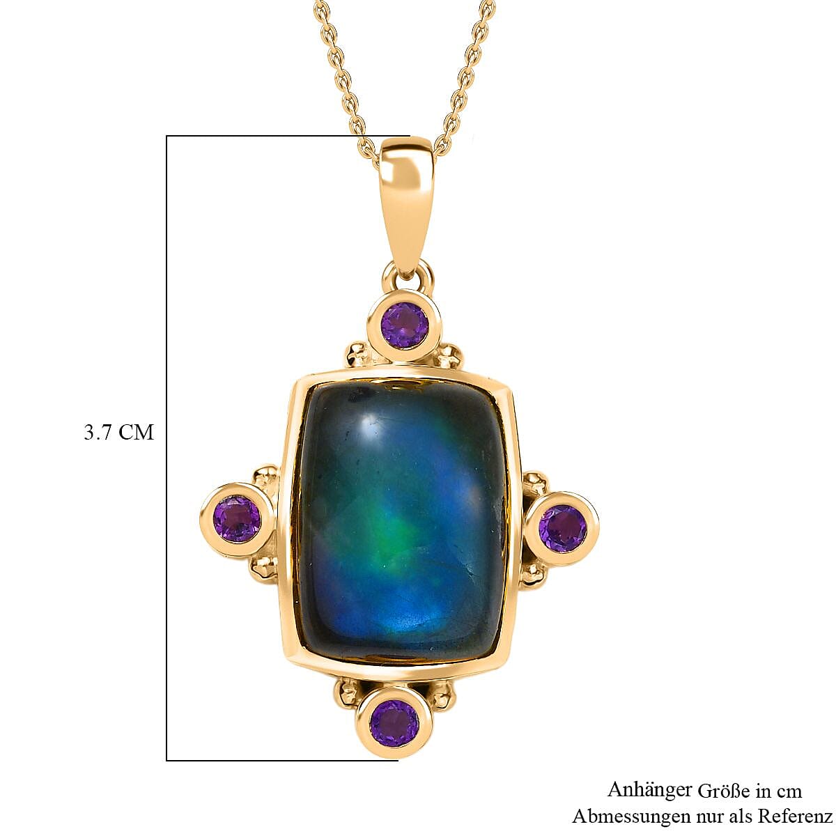 Labradorite &amp; African Amethyst Pendant with Chain (Size 20) in Yellow Gold Plated 11.75 Ct. 4416445 5