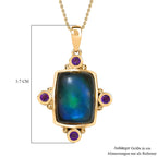 Labradorite & African Amethyst Pendant with Chain (Size 20) in Yellow Gold Plated 11.75 Ct.
