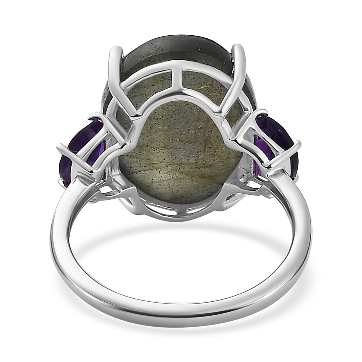 Labradorite &amp; Amethyst Ring in Platinum Overlay Sterling Silver 10.15 Ct. 7548689 5