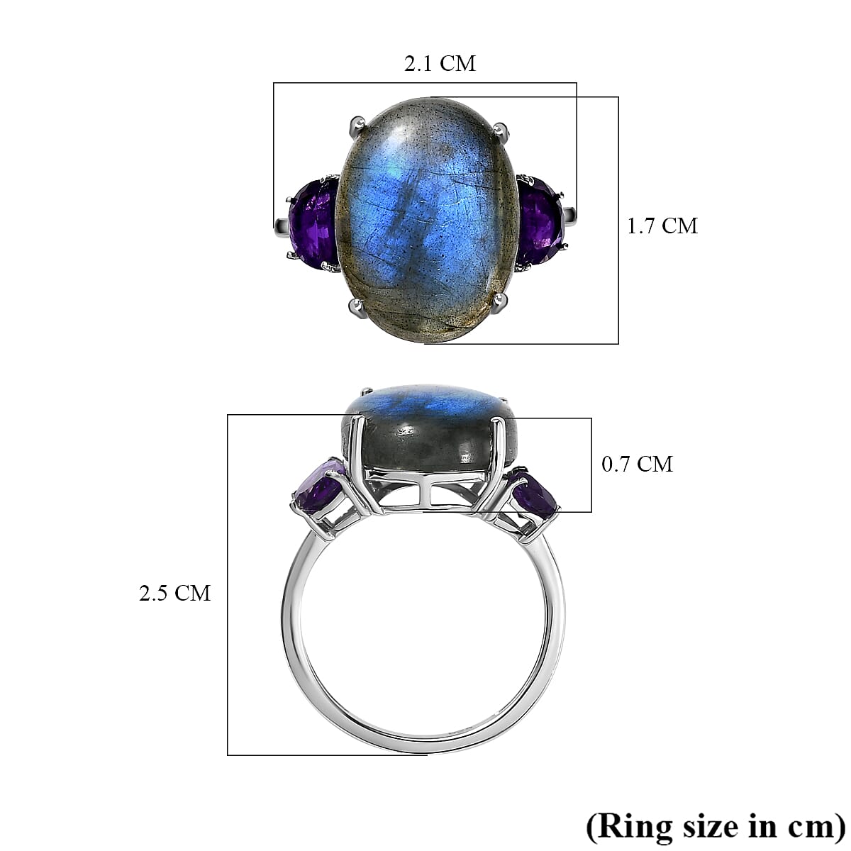 Labradorite &amp; Amethyst Ring in Platinum Overlay Sterling Silver 10.15 Ct. 7548689 6