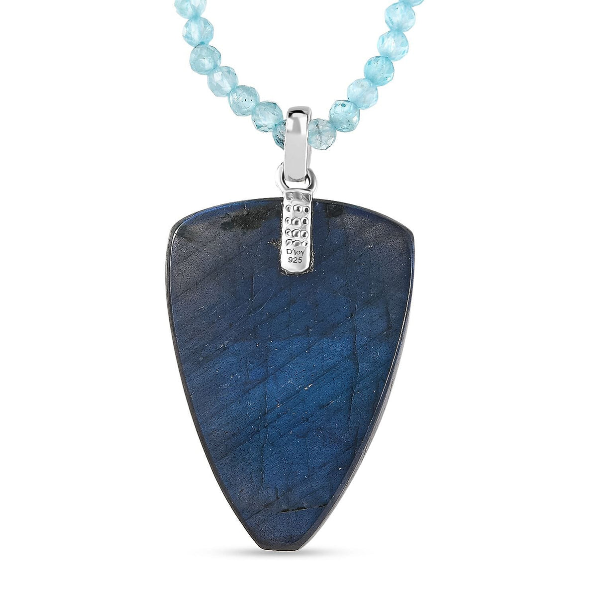 Royal Bali Collection Labradorite Shield Pendant with Apatite Beads Chain (Size - 20) in Sterling Silver 94.45 Ct. 4423605 5
