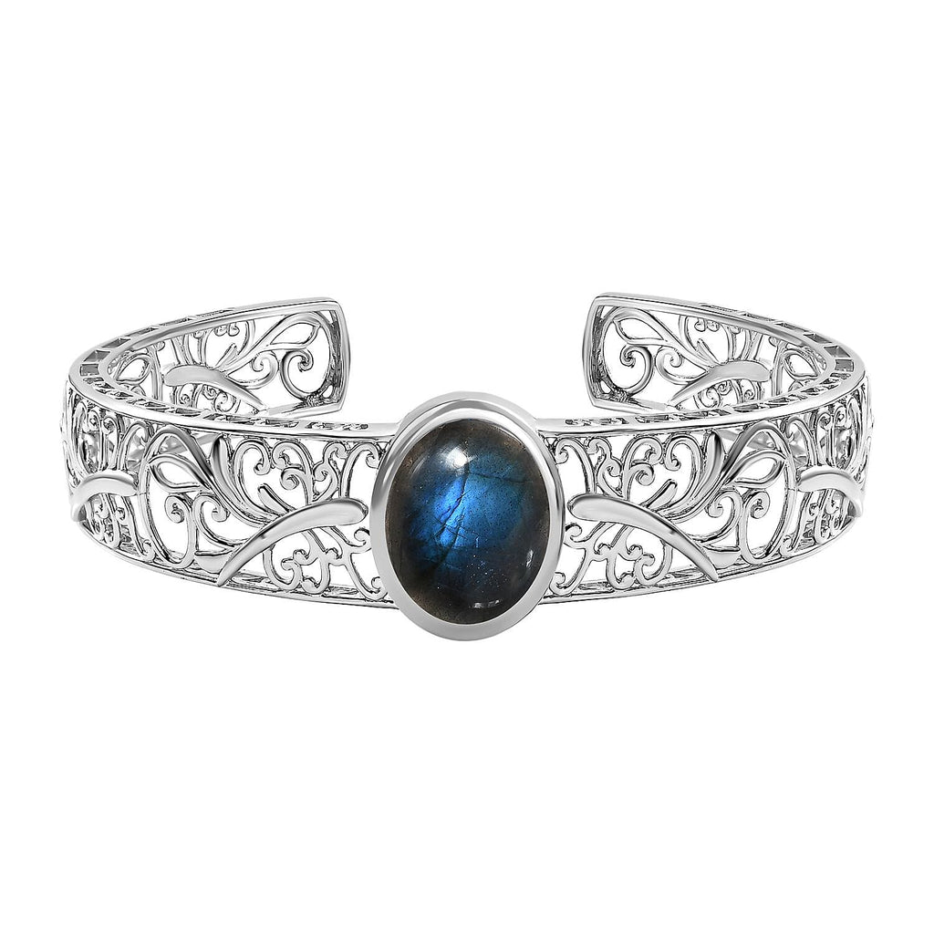 Designer Inspired - Labradorite Cuff Bangle (Size 7.5 cm)