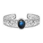 Designer Inspired - Labradorite Cuff Bangle (Size 7.5 cm)