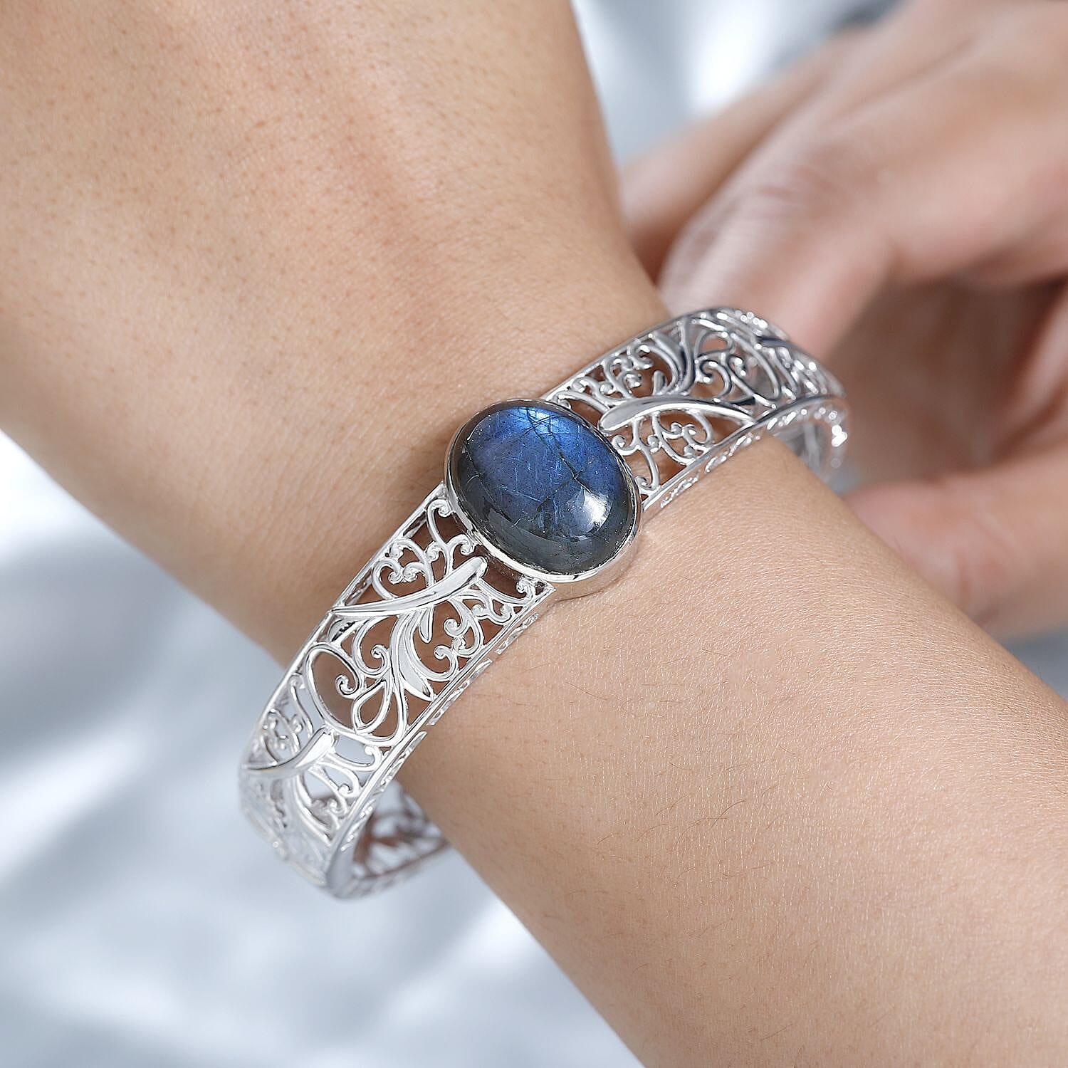 Designer Inspired - Labradorite Cuff Bangle (Size 7.5 cm) 7715448 2