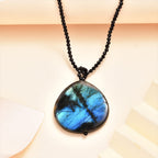 Labradorite,Black Spinel Necklace (Size - 20) 124.13 Ct