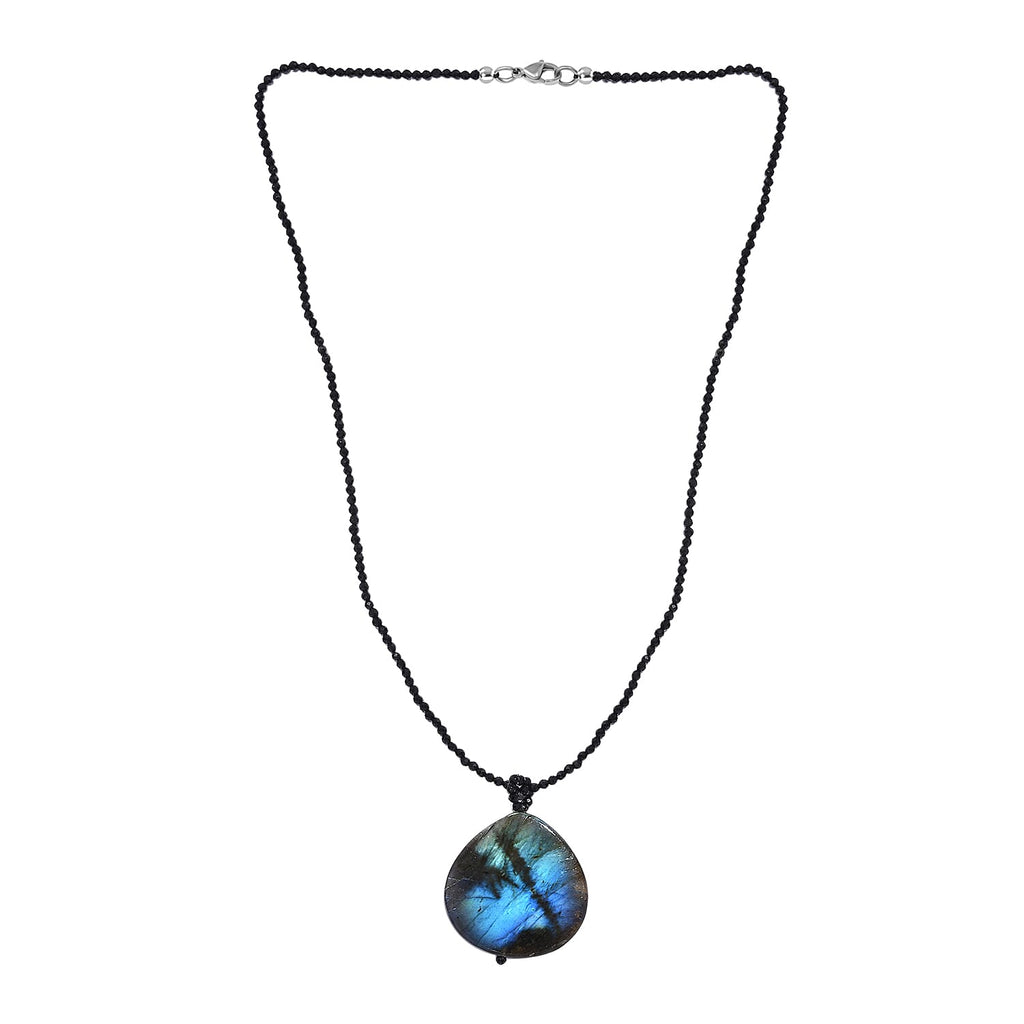 Labradorite,Black Spinel Necklace (Size - 20) 124.13 Ct