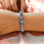 Labradorite Bracelet (Size - 7.5) in Platinum Overlay Sterling Silver 76.19 Ct, Silver Wt 16.00 Gms