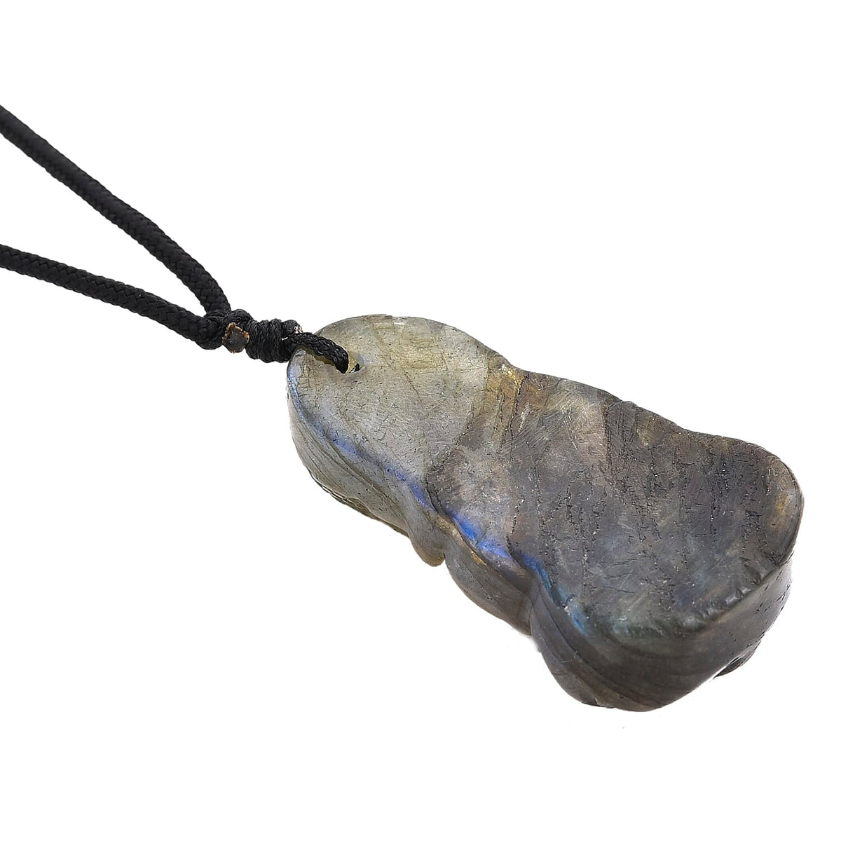 Natural Labradorite Carved Necklace with Adjustable Cotton Thread (Up to Size 28) 85.00 Ct. - Buddha 8414627 5