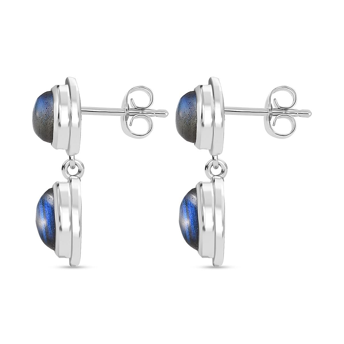 D'joy AAA Natural Labradorite Dangling Earring with Push Back in Rhodium Overlay Sterling Silver 4.28 Ct. 8172259 4