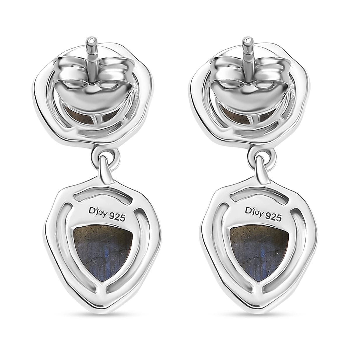 D'joy AAA Natural Labradorite Dangling Earring with Push Back in Rhodium Overlay Sterling Silver 4.28 Ct. 8172259 5