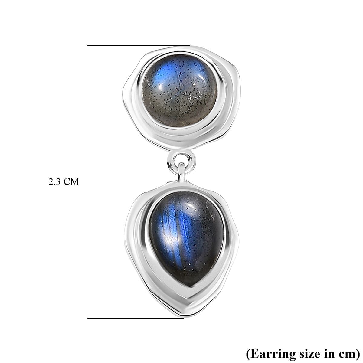 D'joy AAA Natural Labradorite Dangling Earring with Push Back in Rhodium Overlay Sterling Silver 4.28 Ct. 8172259 6