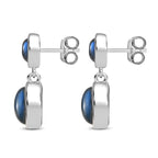 D'joy AAA Natural Labradorite Dangling Earring with Push Back in Rhodium Overlay Sterling Silver 6.08 Ct.