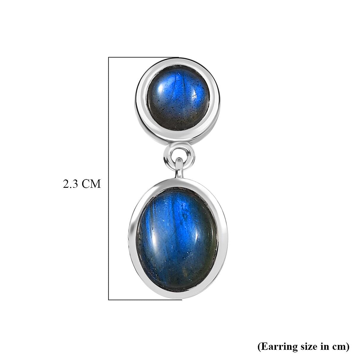 D'joy AAA Natural Labradorite Dangling Earring with Push Back in Rhodium Overlay Sterling Silver 6.08 Ct. 8162193 6