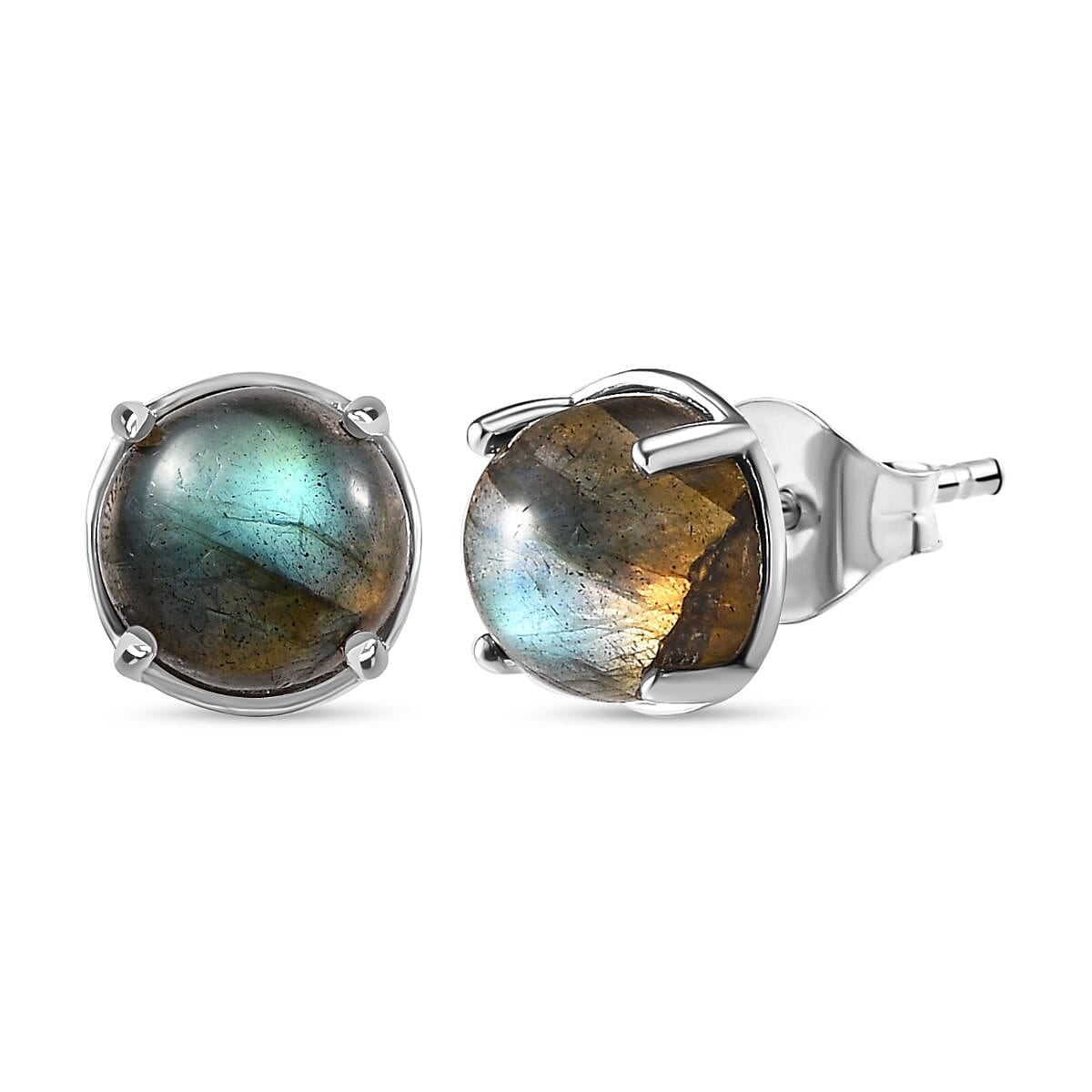 Labradorite Stud Earrings in Platinum Overlay Sterling Silver 5.258  Ct. 7702353 0