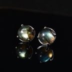 Labradorite Solitaire Earrings in Platinum Overlay Sterling Silver 5.26 Ct.