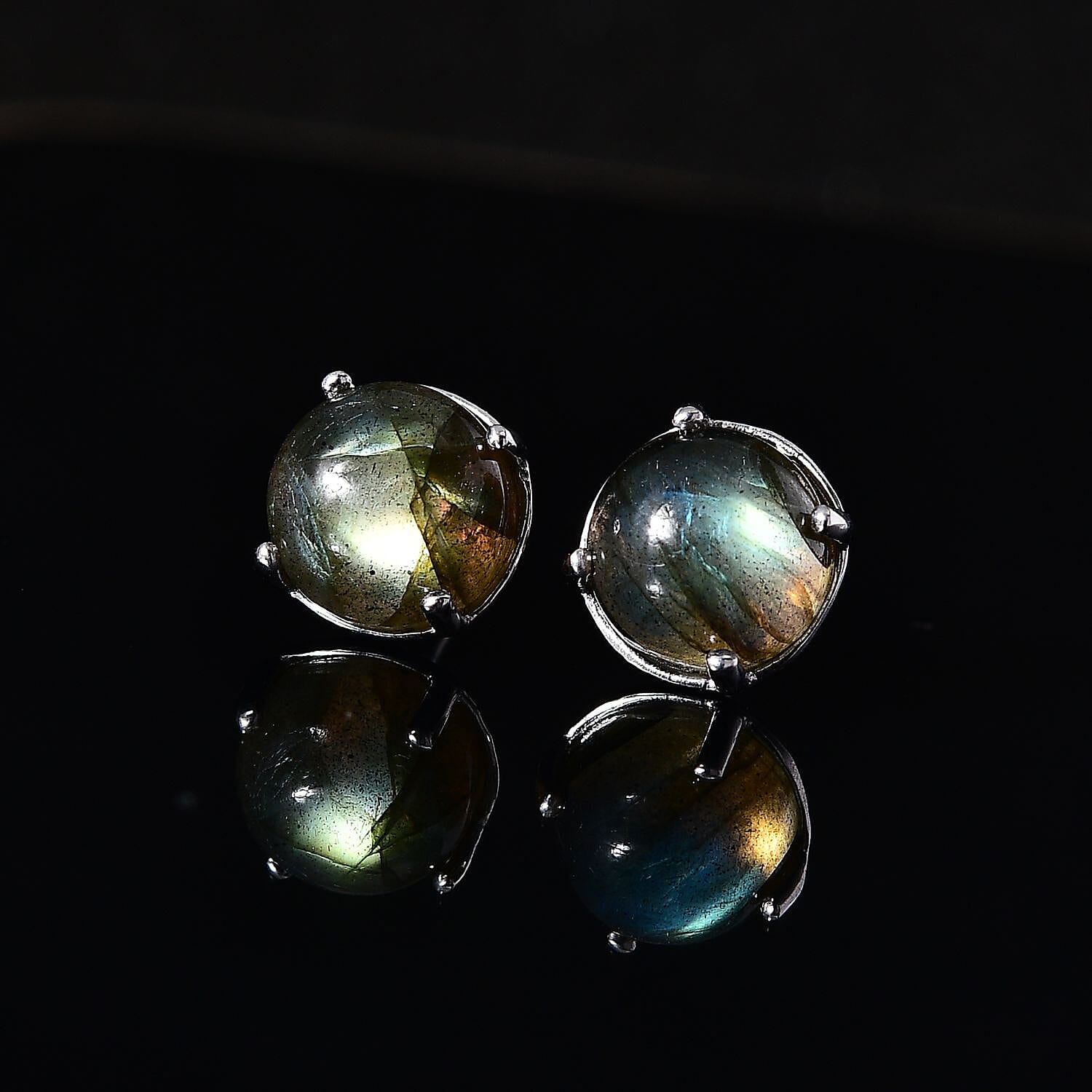 Labradorite Stud Earrings in Platinum Overlay Sterling Silver 5.258  Ct. 7702353 3