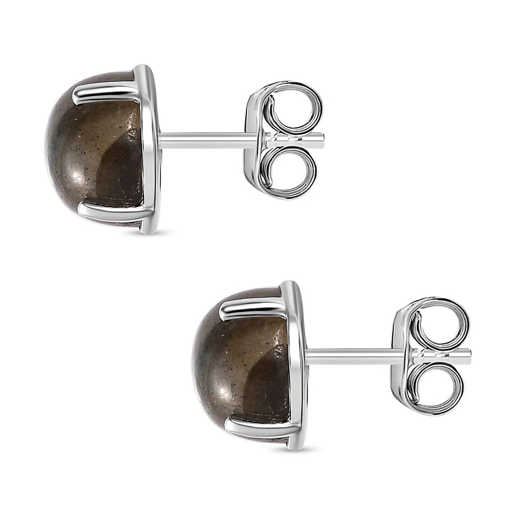 Labradorite Solitaire Earrings in Platinum Overlay Sterling Silver 5.26 Ct.