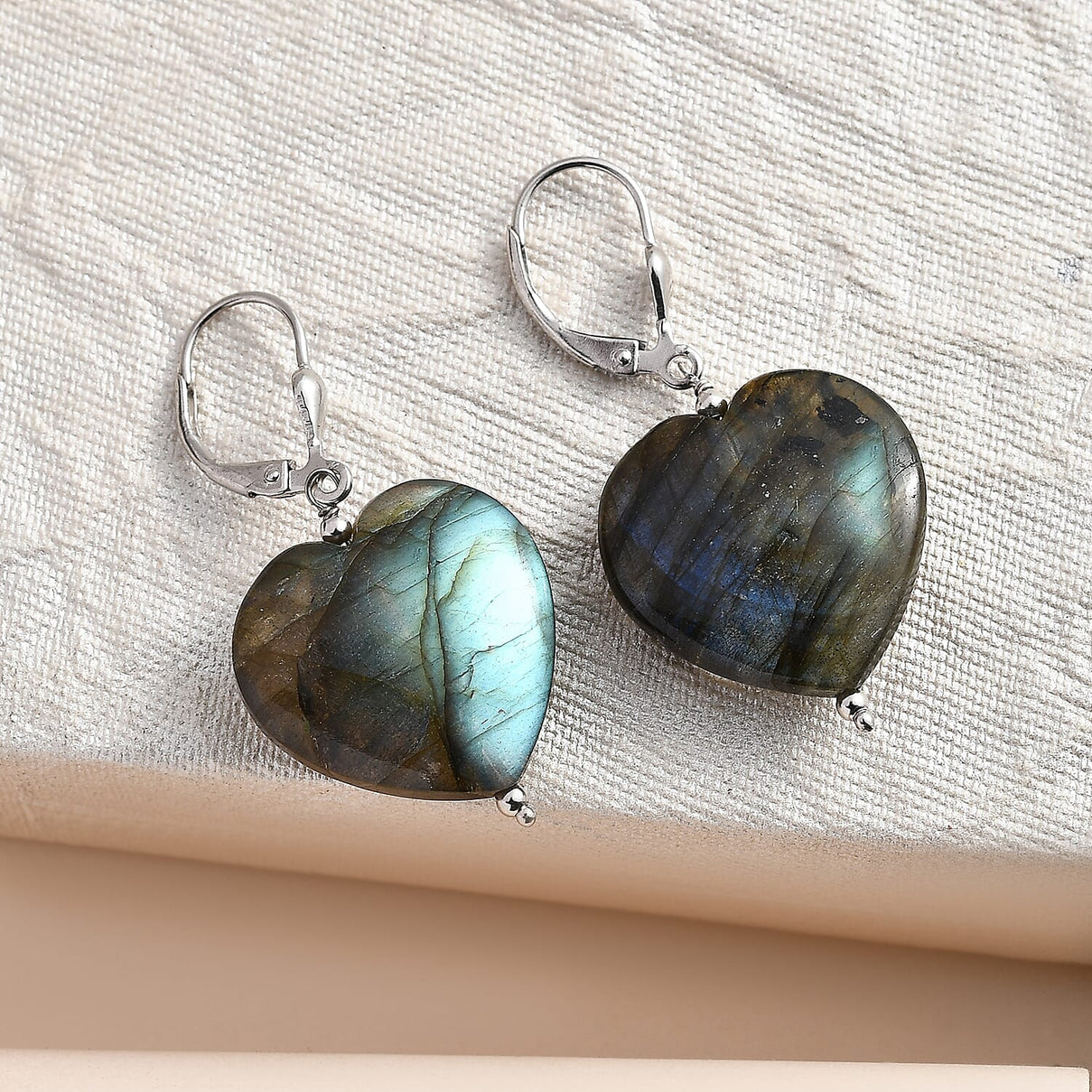 Labradorite Earring in Rhodium Overlay Sterling Silver 43 Ct 7723460 2