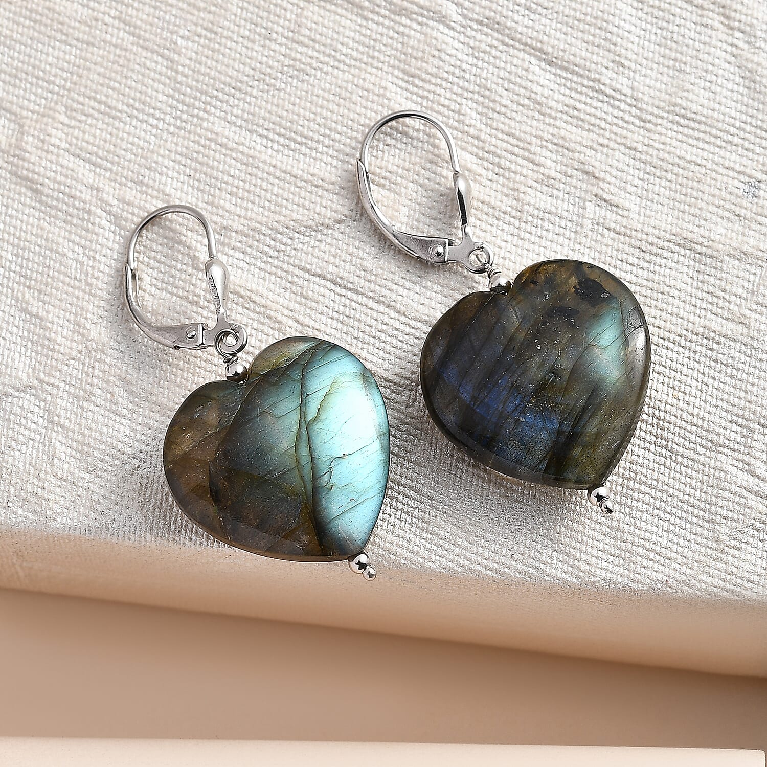 Labradorite Earring in Rhodium Overlay Sterling Silver 43 Ct 7723460 2