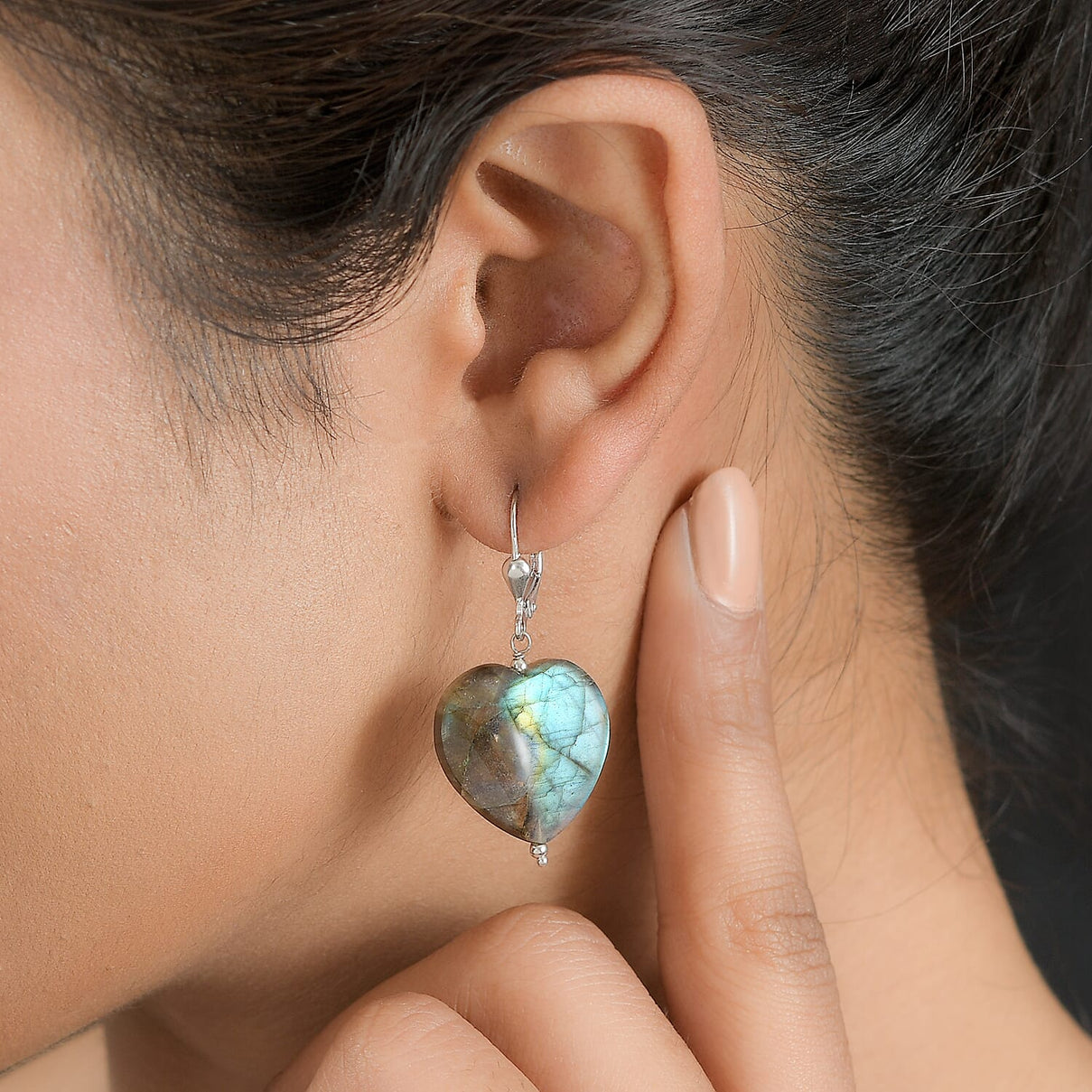 Labradorite Earring in Rhodium Overlay Sterling Silver 43 Ct 7723460 3