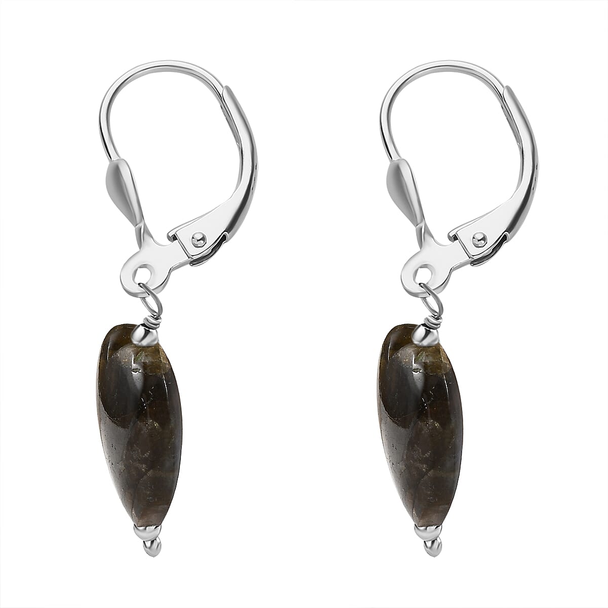 Labradorite Earring in Rhodium Overlay Sterling Silver 43 Ct 7723460 4