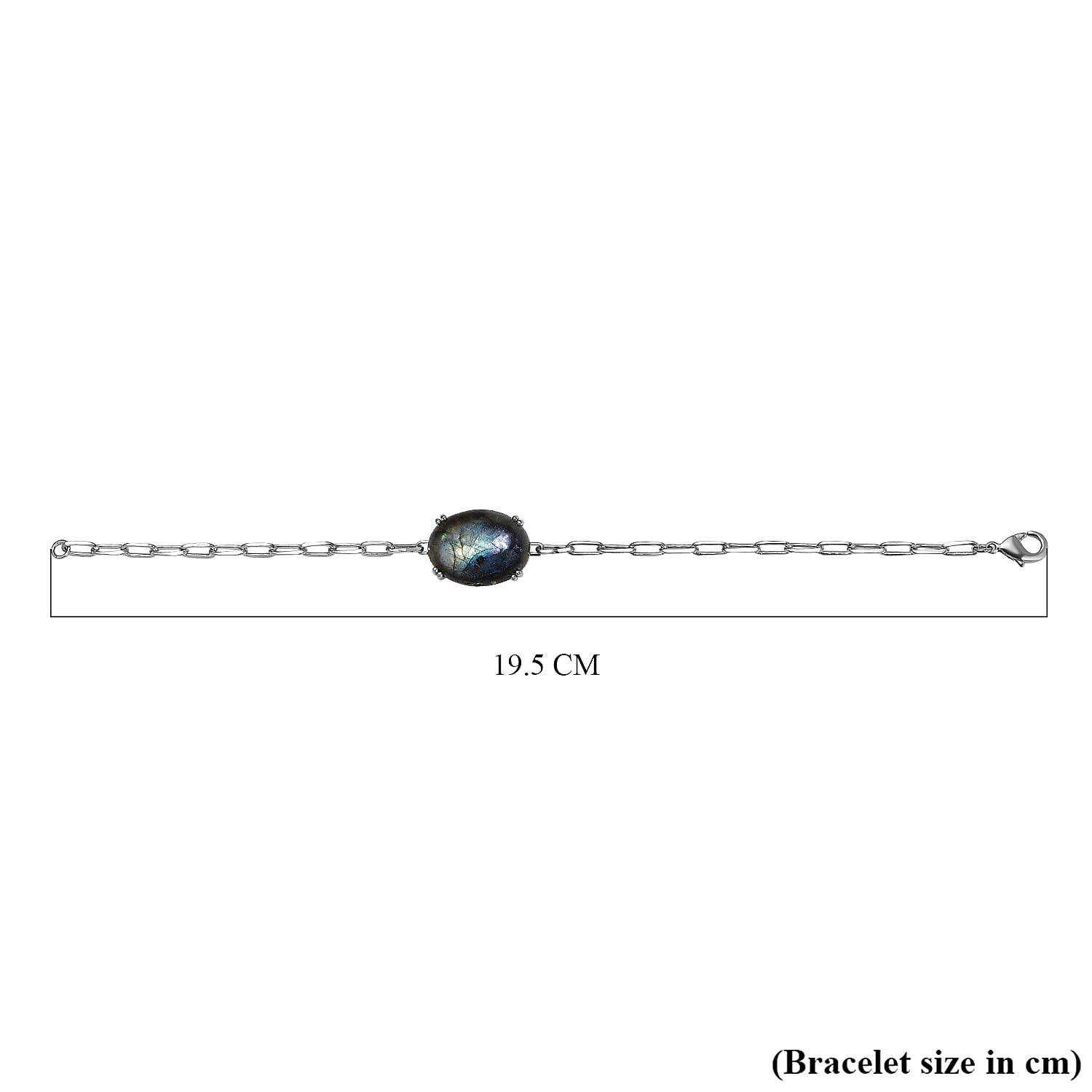 Labradorite Paperclip Bracelet (Size - 7.5) in Platinum Overlay Sterling Silver 15.40 Ct 7544905 4