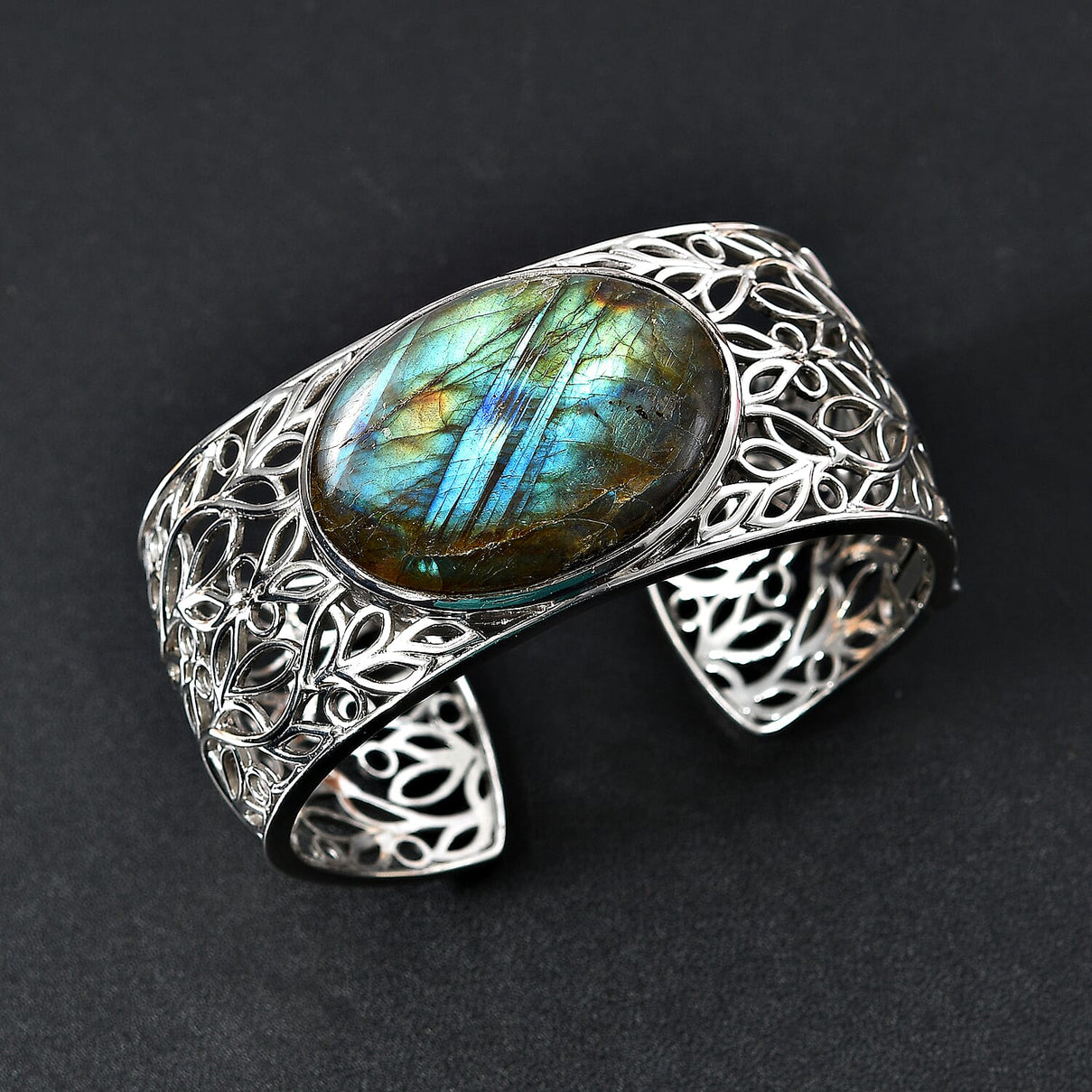 Designer Close Out- 78 Ct. Large Labradorite Cuff Bangle Size (7.5) 7759144 3