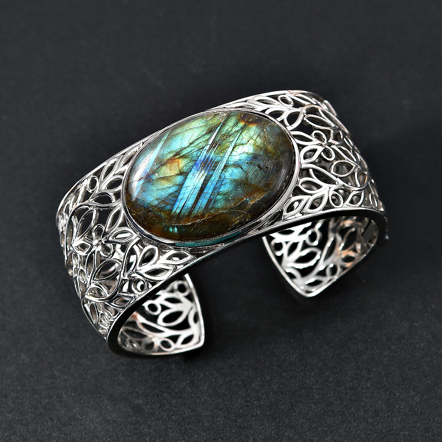 Designer Close Out- 78 Ct. Large Labradorite Cuff Bangle Size (7.5) 7759144 3