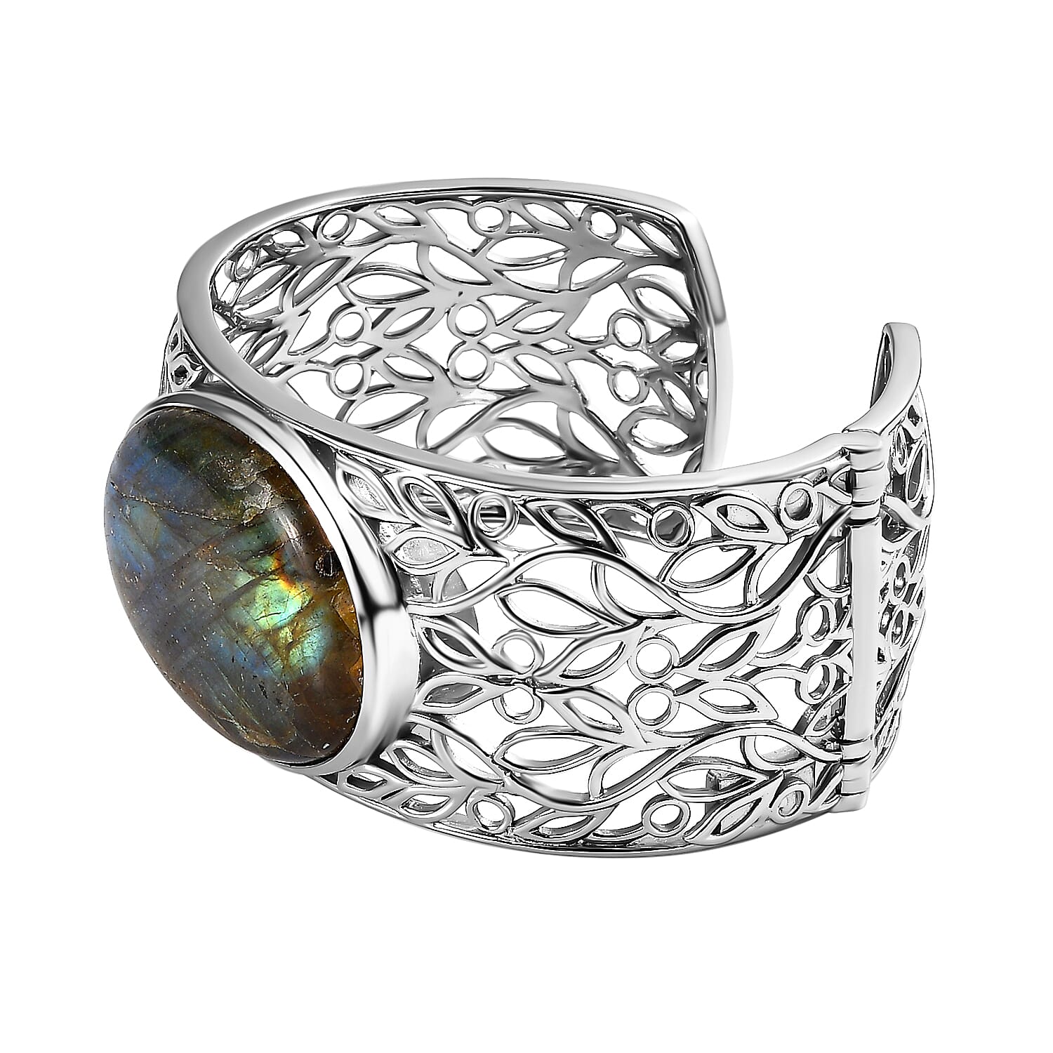 Designer Close Out- 78 Ct. Large Labradorite Cuff Bangle Size (7.5) 7759144 5