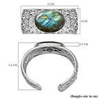Designer Close Out- 78 Ct Large Labradorite (40 X 30mm) Cuff Bangle Size (7.5)
