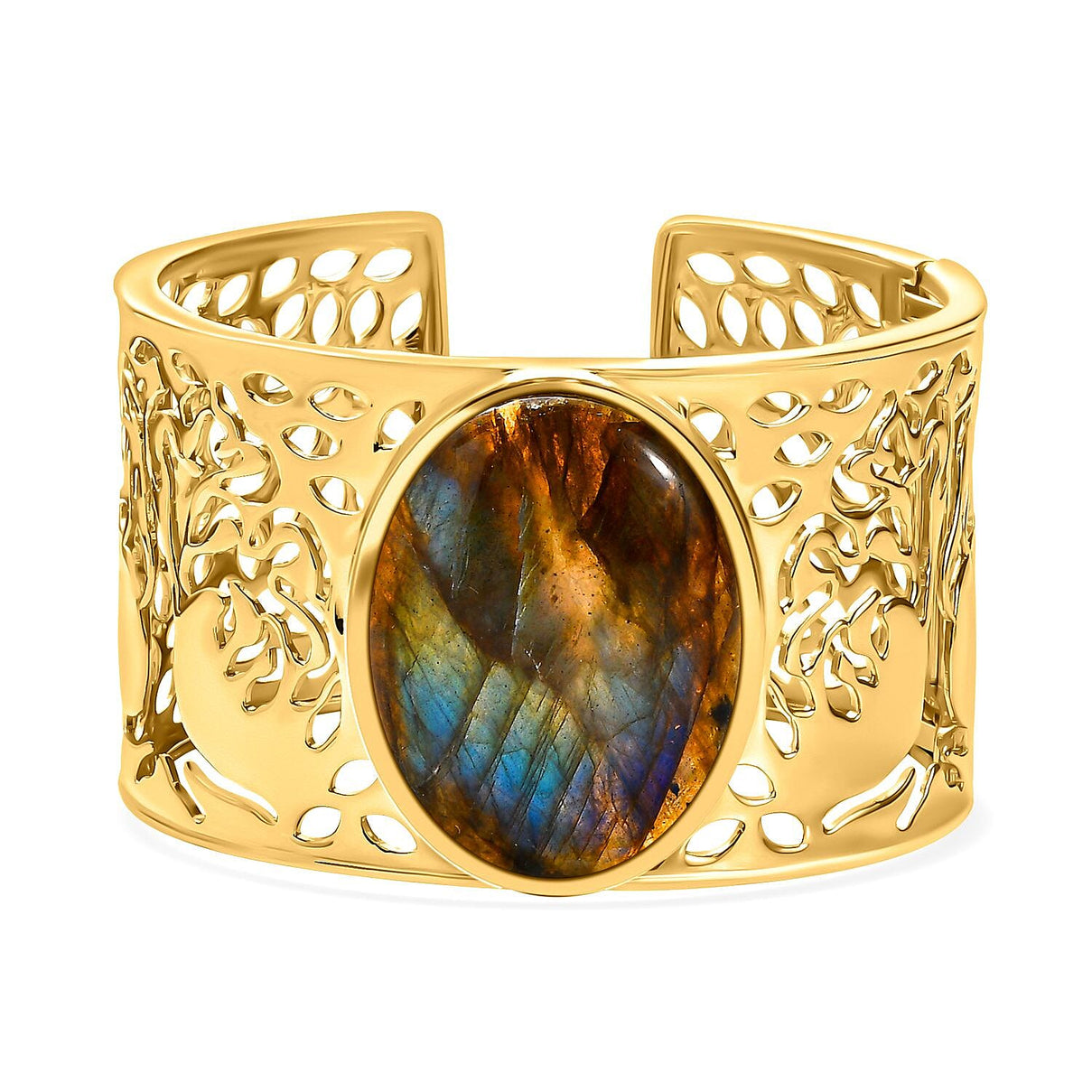 Labradorite Solitaire Cuff Bangle in Yellow Goldtone 72 ct. 7767668 0