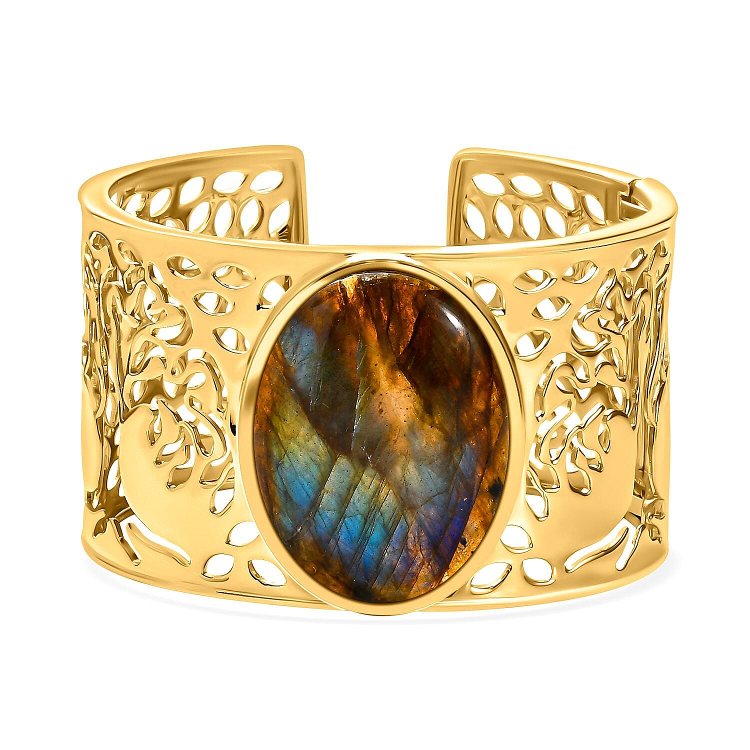 Labradorite Solitaire Cuff Bangle in Yellow Goldtone 72 ct. 7767668 0
