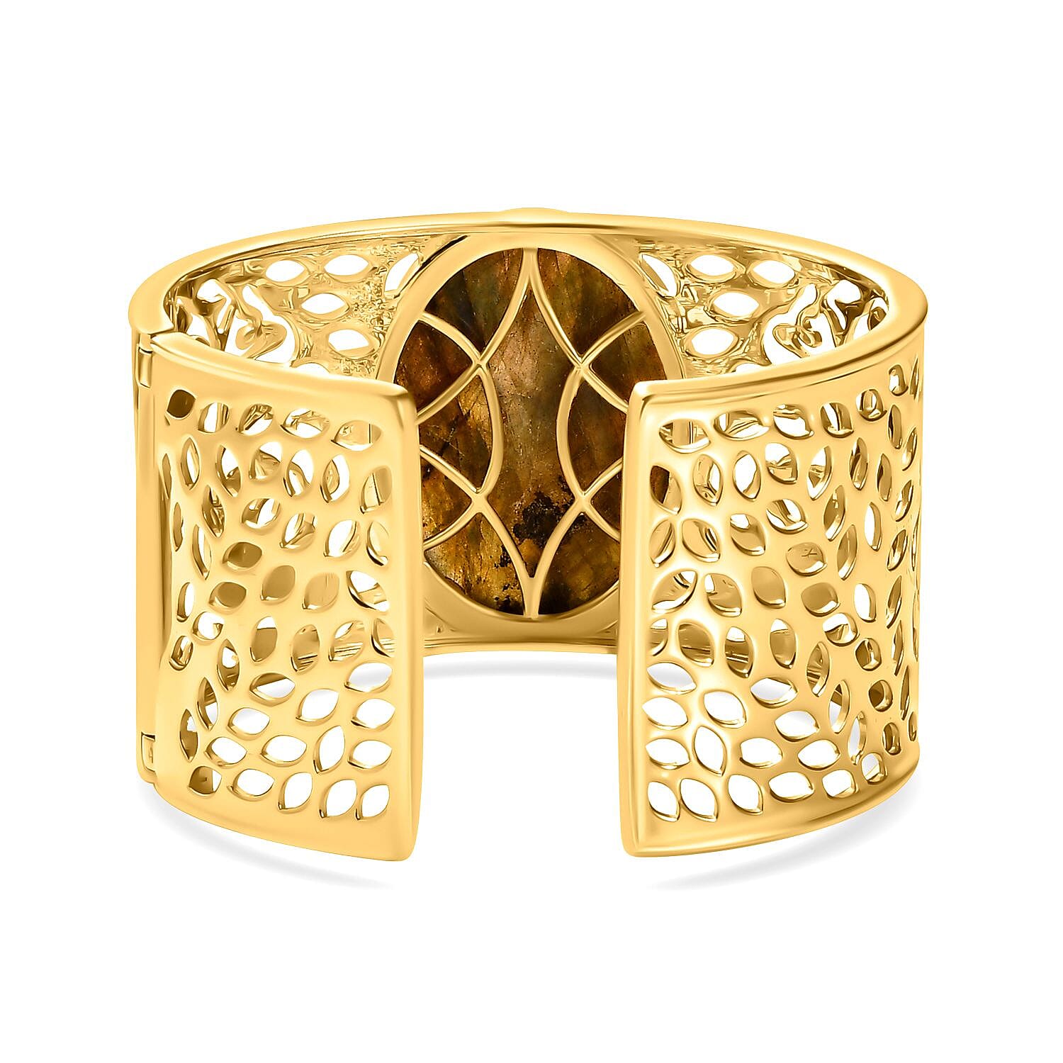Labradorite Solitaire Cuff Bangle in Yellow Goldtone 72 ct. 7767668 5