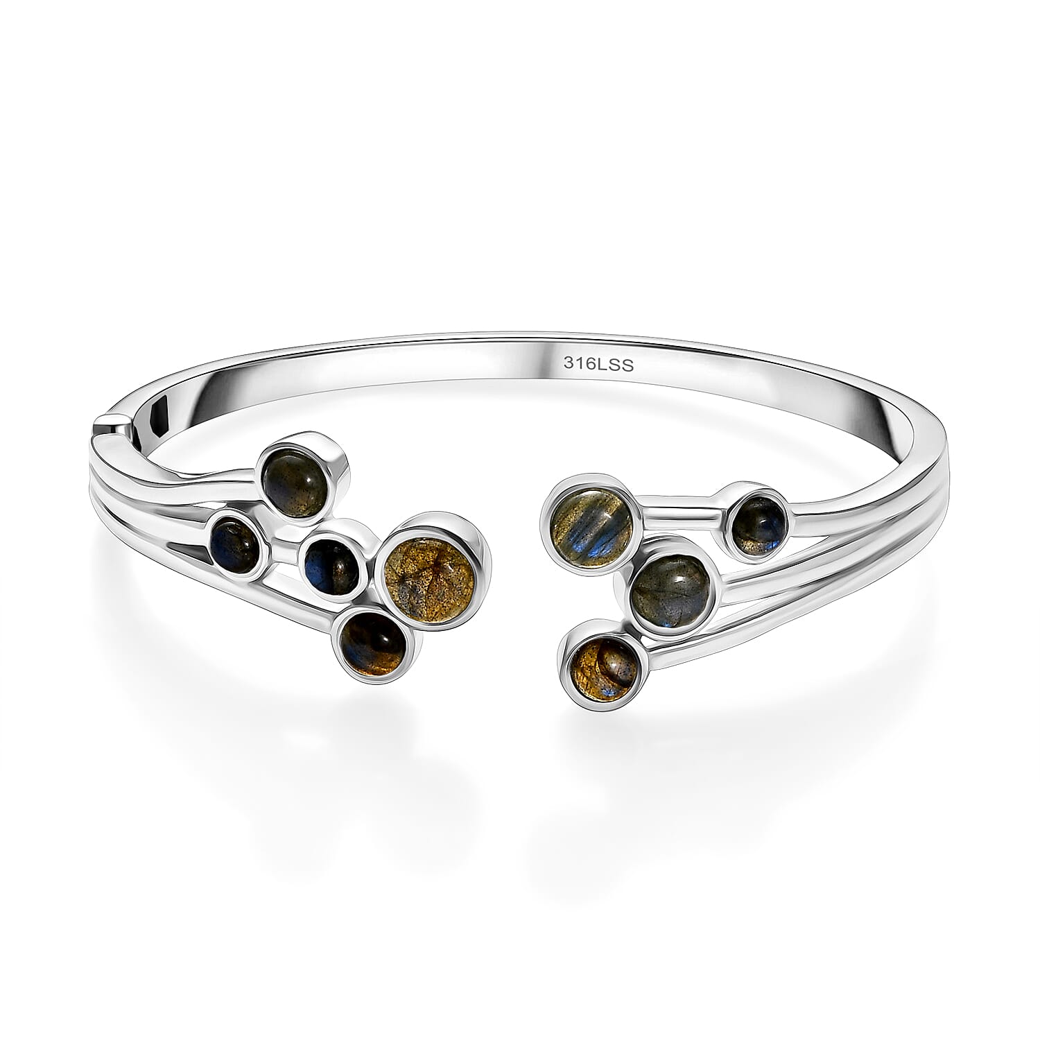 Designer Inspired - AAA Natural Labradorite Full Bangle (Size 7.5) 11.11 Ct. 8111513 0