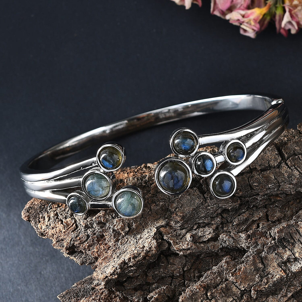 Designer Inspired - AAA Natural Labradorite Full Bangle (Size 7.5) 11.11 Ct. 8111513 2