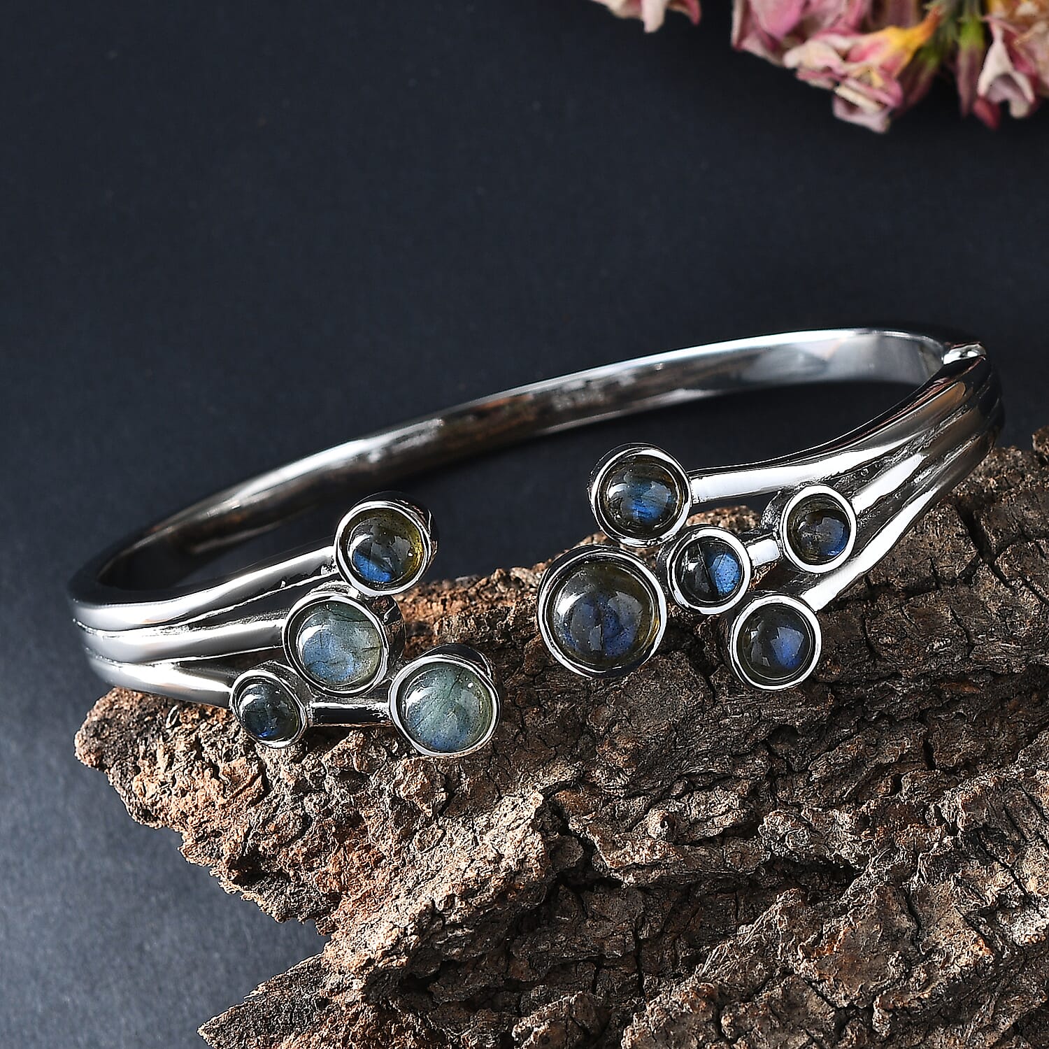 Designer Inspired - AAA Natural Labradorite Full Bangle (Size 7.5) 11.11 Ct. 8111513 2