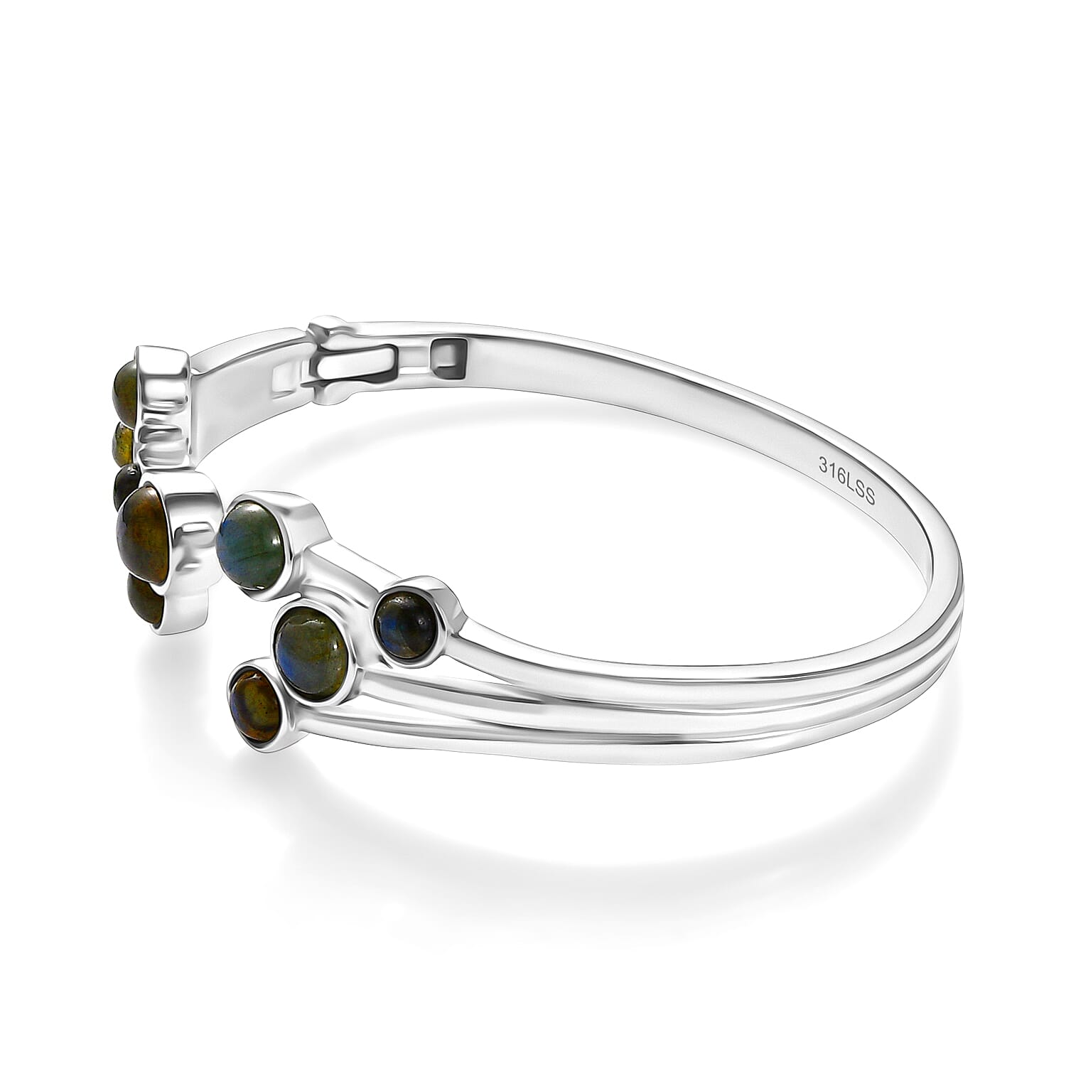 Designer Inspired - AAA Natural Labradorite Full Bangle (Size 7.5) 11.11 Ct. 8111513 4