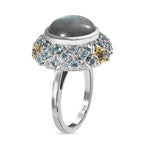 GP Celestial Dream Collection - Labradorite & Multi Gemstone Ring in 18K Yellow Gold Vermeil Plated Sterling Silver 8.28 Ct