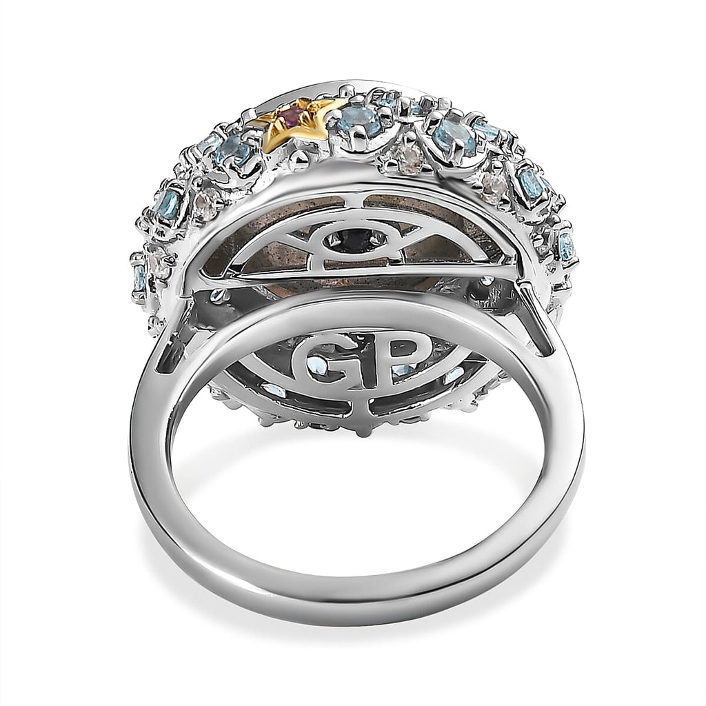 GP Celestial Dream Collection - Labradorite & Multi Gemstone Ring in 18K Yellow Gold Vermeil Plated Sterling Silver 8.28 Ct