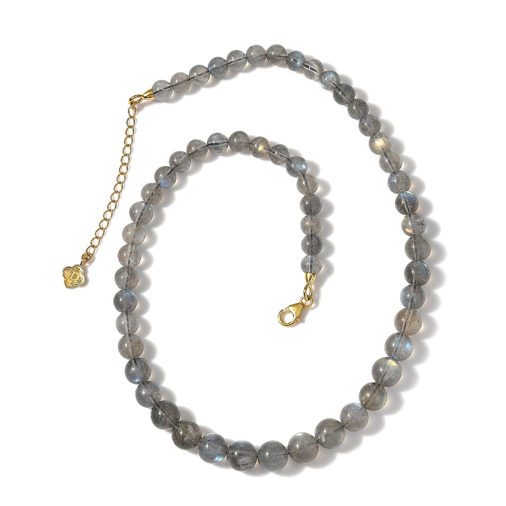 One Time Closeout - Labradorite Necklace (Size - 18) in 18k Gold Vermeil Sterling Silver 190.00 ct