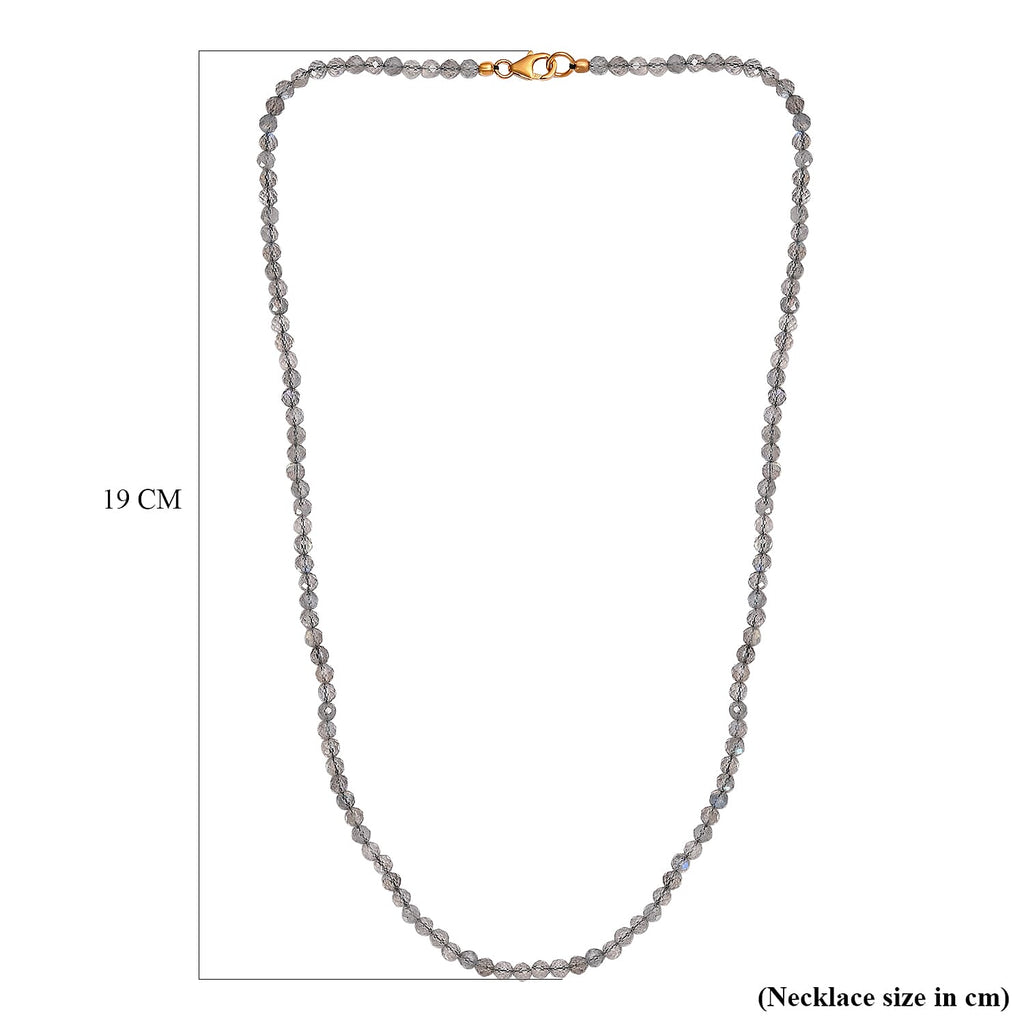 One Time Deal - Labradorite Beads Necklace (Size - 20) in 18K Yellow Gold Vermeil Plated Sterling Silver 51.17 Ct.