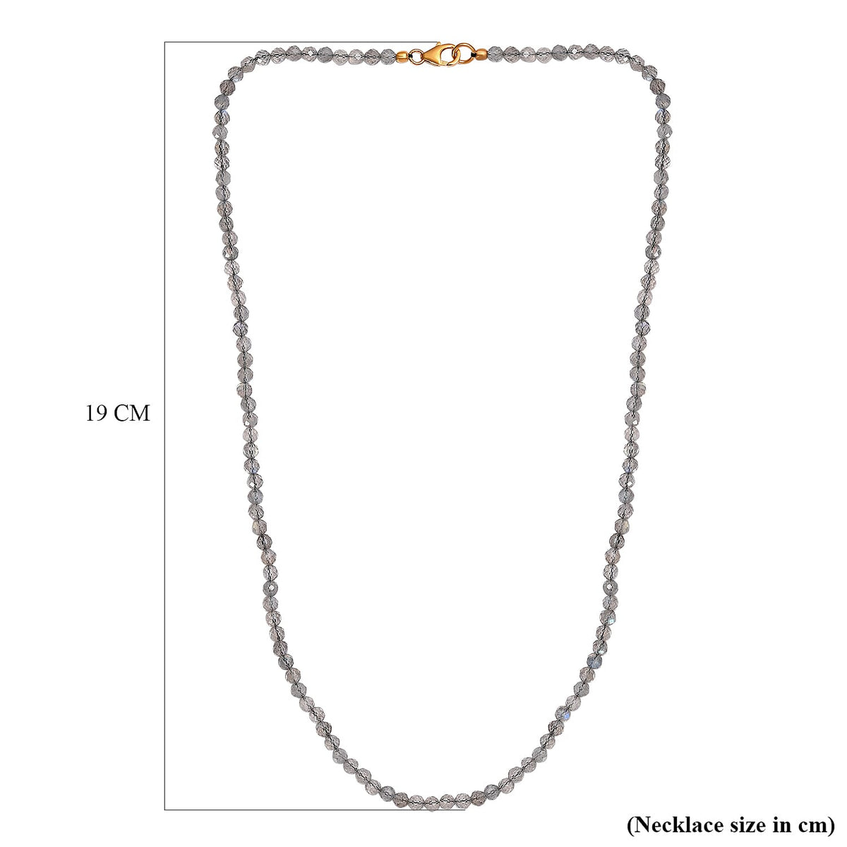 One Time Deal - Labradorite Beads Necklace (Size - 20) in 18K Yellow Gold Vermeil Plated Sterling Silver 51.17 Ct. 7588058 4