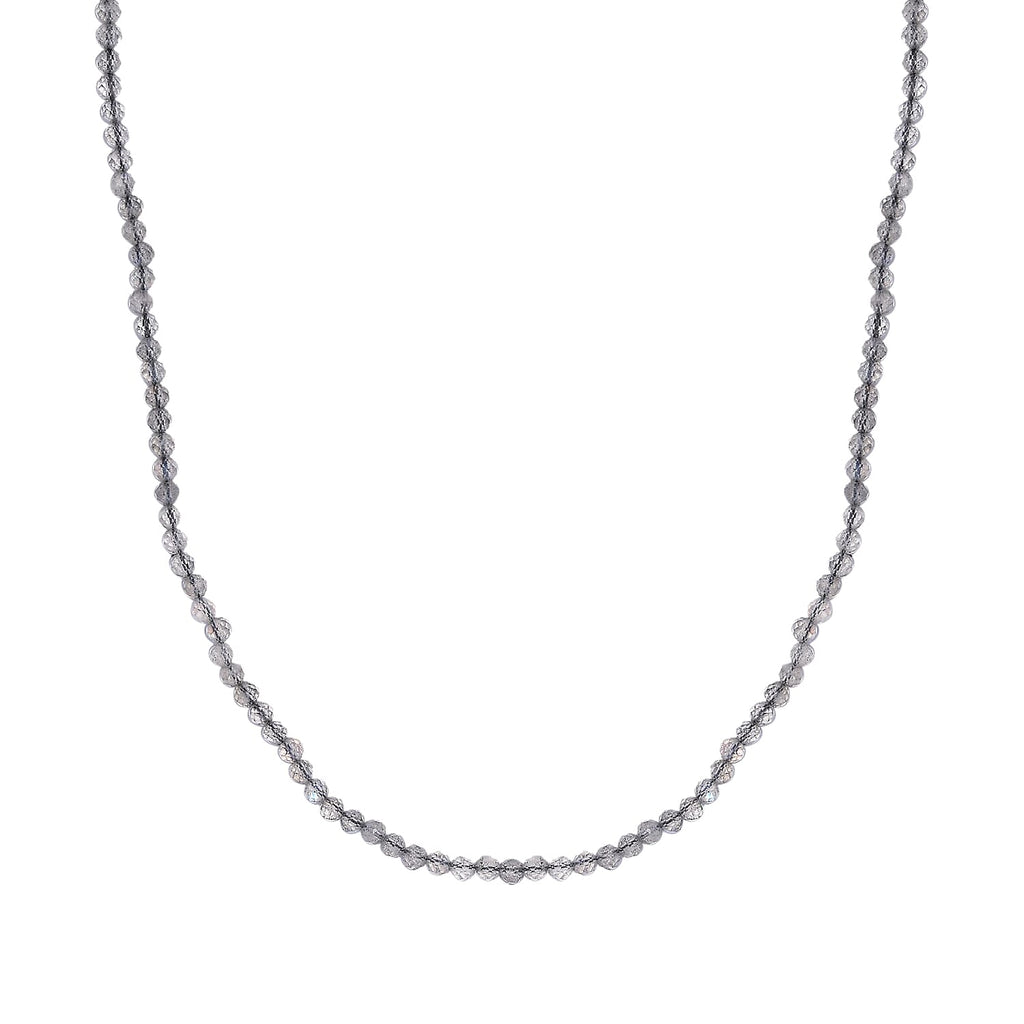 Labradorite Necklace (Size - 20) in Rhodium Sterling Silver 35.0 Ct