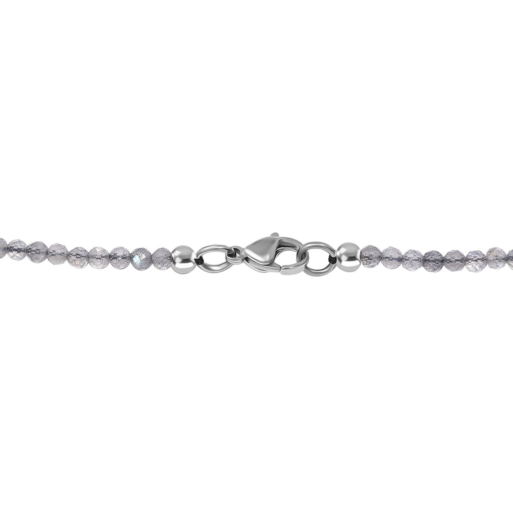 Labradorite Necklace (Size - 20) in Rhodium Sterling Silver 35.0 Ct