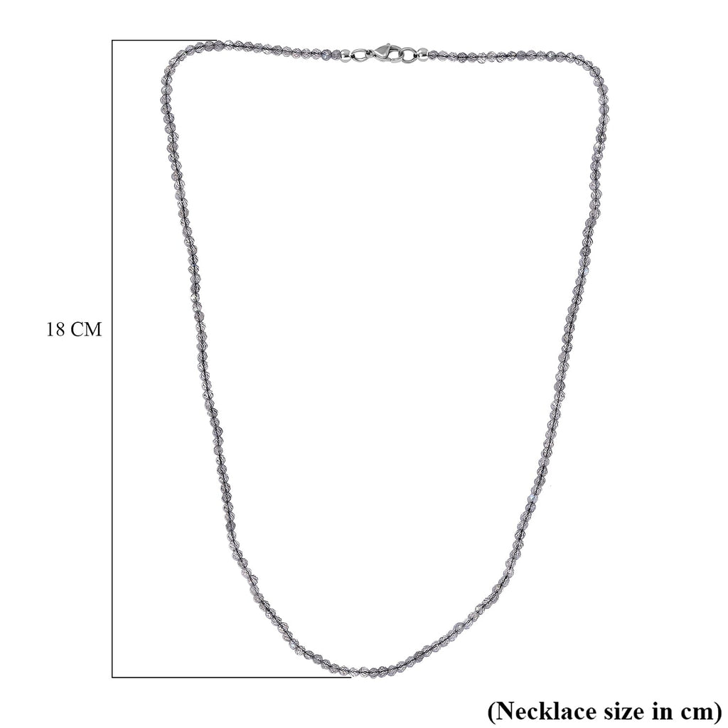 Labradorite Necklace (Size - 20) in Rhodium Sterling Silver 35.0 Ct